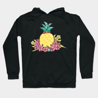 Summer vibes - a cute pineapple and tropical flowers in summer colors Hoodie